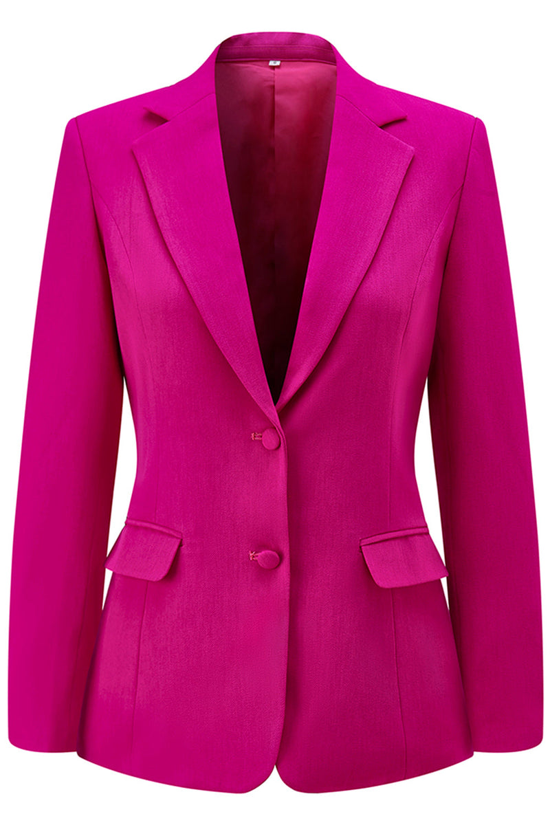 Load image into Gallery viewer, 2 Piece Dark Fuchsia Satin Notched Lapel Women Prom Suits