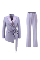 Load image into Gallery viewer, 2 Piece Lilac Peak Lapel Long Sleeves Women Prom Suits with Sash