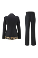 Load image into Gallery viewer, 2 Piece Black Shawl Lapel Leopard Printed Women Prom Suits with Bow