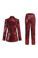Load image into Gallery viewer, Sparkly Red Leopard 2 Piece Sequin Peak Lapel Women Prom Suits
