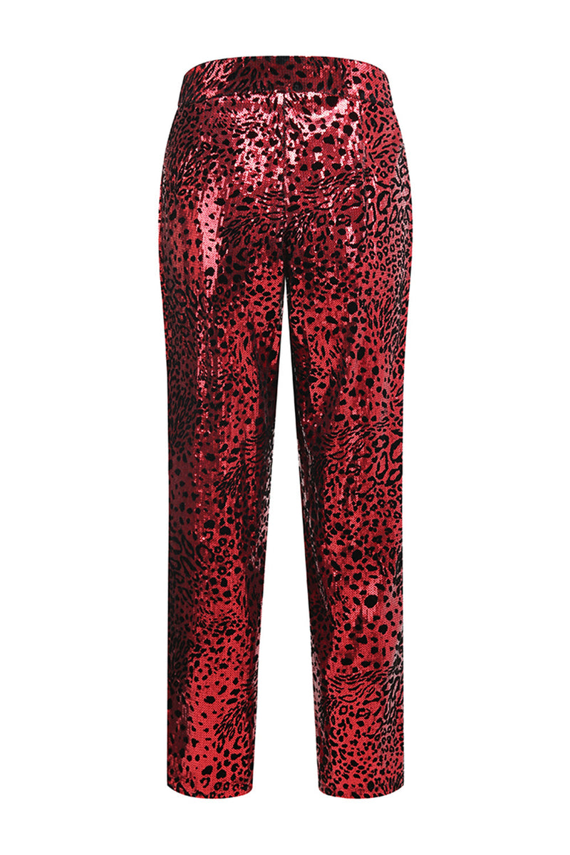 Load image into Gallery viewer, Sparkly Red Leopard 2 Piece Sequin Peak Lapel Women Prom Suits