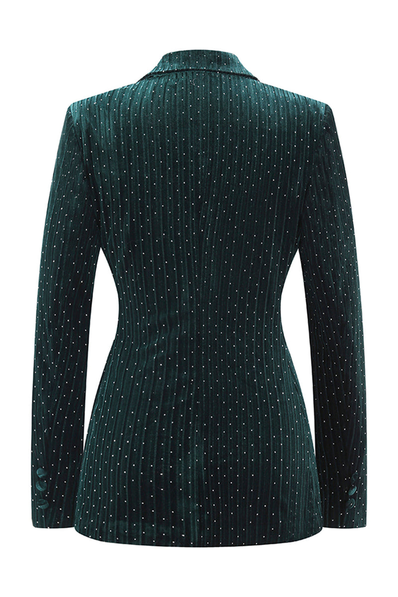 Load image into Gallery viewer, 2 Piece Sparkly Dark Green Single Breasted Peak Lapel Women Prom Suits