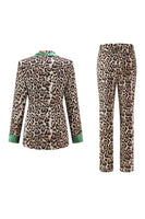 Load image into Gallery viewer, 2 Piece Coffee Leopard Peak Lapel Long Sleeves Women Prom Suits