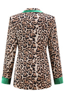 Load image into Gallery viewer, 2 Piece Coffee Leopard Peak Lapel Long Sleeves Women Prom Suits