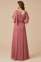 Load image into Gallery viewer, Desert Rose Chiffon A Line Long Mother of the Bride Dress with Appliques