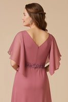 Load image into Gallery viewer, Desert Rose Chiffon A Line Long Mother of the Bride Dress with Appliques