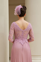 Load image into Gallery viewer, Dusty Rose A Line Appliqued Long Mother of the Bride Dress with Sleeves