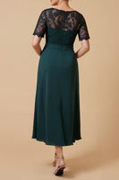 Load image into Gallery viewer, Pine Chiffon A Line V-Neck Long Mother of the Bride Dress with Sleeves