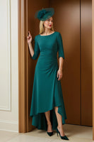 Load image into Gallery viewer, Pine Sheath Chiffon Boat Neck Asymmetrical Mother of the Bride Dress
