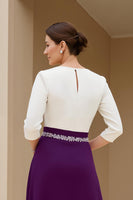 Load image into Gallery viewer, Black A Line Chiffon Boat Neck Midi Mother of the Bride Dress with Beading