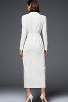 Load image into Gallery viewer, Simple Ivory Pencil Shawl Lapel Long Sleeves Blazer Dress