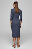 Load image into Gallery viewer, Twilight Bateau Neck Button Pencil Midi Work Dress with Slit
