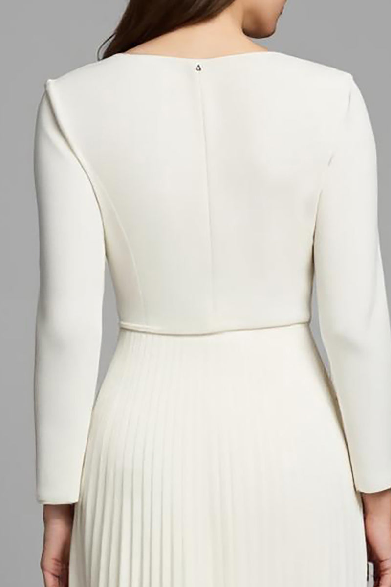 Load image into Gallery viewer, Ivory A Line Pleated Square Neck Long Sleeves Work Dress