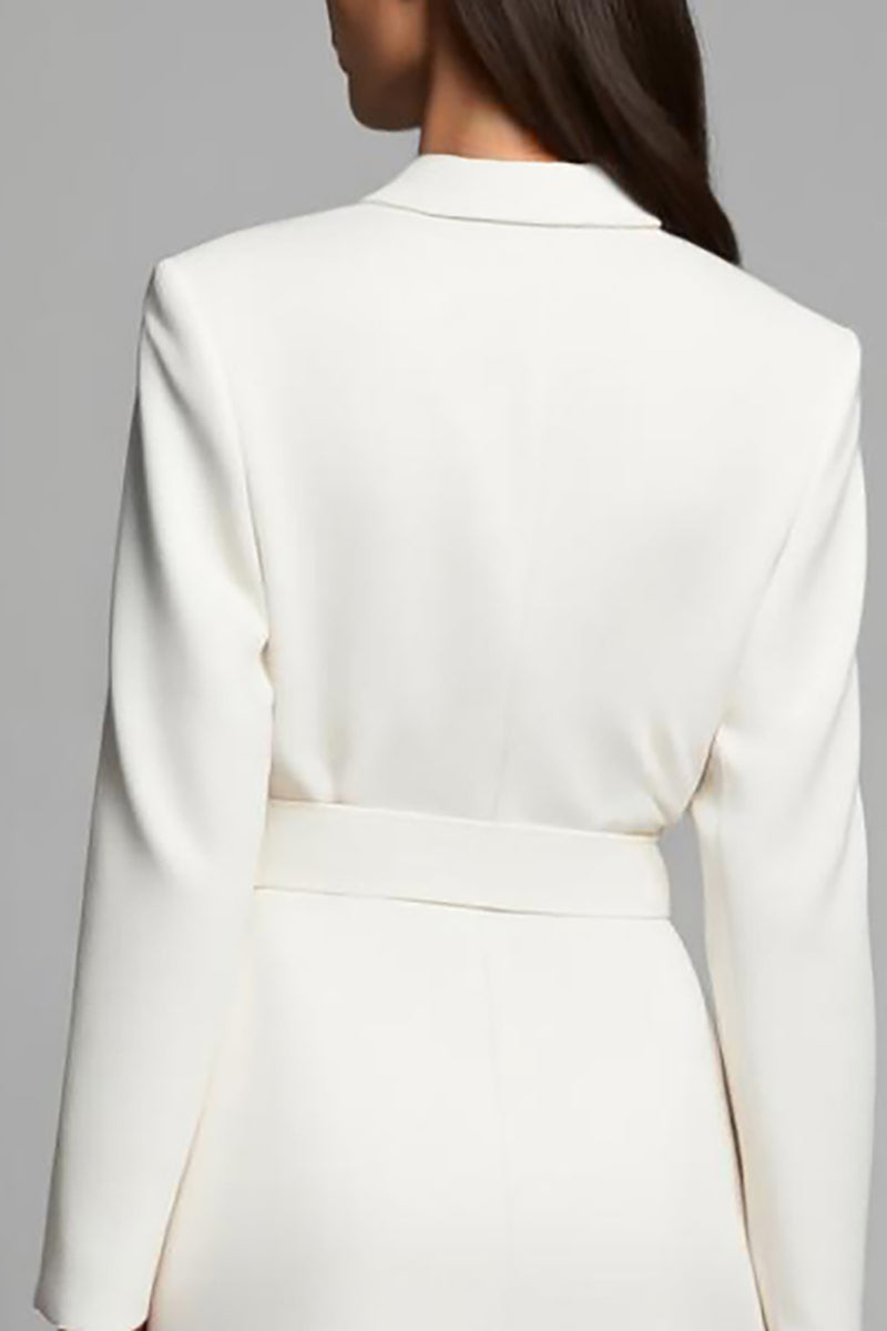 Load image into Gallery viewer, Ivory A Line Notched Lapel Long Blazer Dress with Sleeves