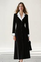 Load image into Gallery viewer, Black and White Notched Lapel A Line Long Blazer Dress