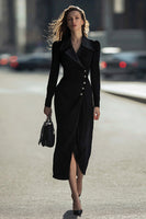 Load image into Gallery viewer, Black Sheath Single Breasted Long Sleeves Blazer Dress