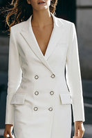 Load image into Gallery viewer, Ivory Satin Pencil Double Breasted Short Blazer Dress