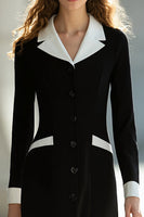 Load image into Gallery viewer, Black and White Pencil Notched Lapel Short Blazer Dress with Sleeves