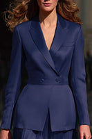 Load image into Gallery viewer, Navy 2 Piece Belt Notched Lapel Business Suits with Sleeves