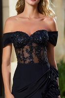 Load image into Gallery viewer, Sparkly Black Tight Beaded Short Cocktail Dress with Ruffles