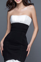 Load image into Gallery viewer, Black and White Mermaid Ruffled Sweetheart Long Formal Dress