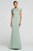Load image into Gallery viewer, Mint Green Mermaid Boat Neck Long Formal Dress with 3D Flower