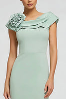 Load image into Gallery viewer, Mint Green Mermaid Boat Neck Long Formal Dress with 3D Flower