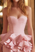 Load image into Gallery viewer, Pink Tight Sweetheart Short Corset Cocktail Dress with Ruffles