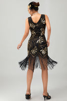 Load image into Gallery viewer, Sparkly Green Golden Fringed Bodycon Short 1920s Dress with Sequins