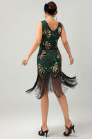 Load image into Gallery viewer, Sparkly Green Golden Fringed Bodycon Short 1920s Dress with Sequins