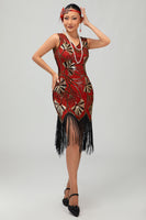 Load image into Gallery viewer, Sparkly Green Golden Fringed Bodycon Short 1920s Dress with Sequins