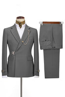 Load image into Gallery viewer, Queendancer Men 2 Piece Navy Prom Suits with Pockets Notched Lapel Long Sleeves Homecoming Suits