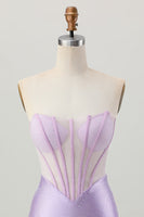 Load image into Gallery viewer, Sparkly Lilac Strapless Short  Corset Homecoming Dress with Beading