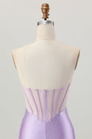 Load image into Gallery viewer, Sparkly Lilac Strapless Short  Corset Homecoming Dress with Beading