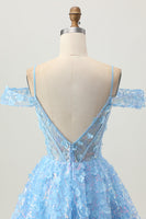 Load image into Gallery viewer, Sparkly Blue A Line Short Corset Homecoming Dress with Sequins