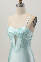 Load image into Gallery viewer, Sparkly Light Green Satin Tight Short Corset Homecoming Dress with Beading