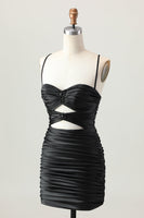 Load image into Gallery viewer, Sparkly Blue Tight Cut Out Short Homecoming Dress with Rhinestone