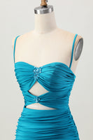Load image into Gallery viewer, Sparkly Blue Tight Cut Out Short Homecoming Dress with Rhinestone