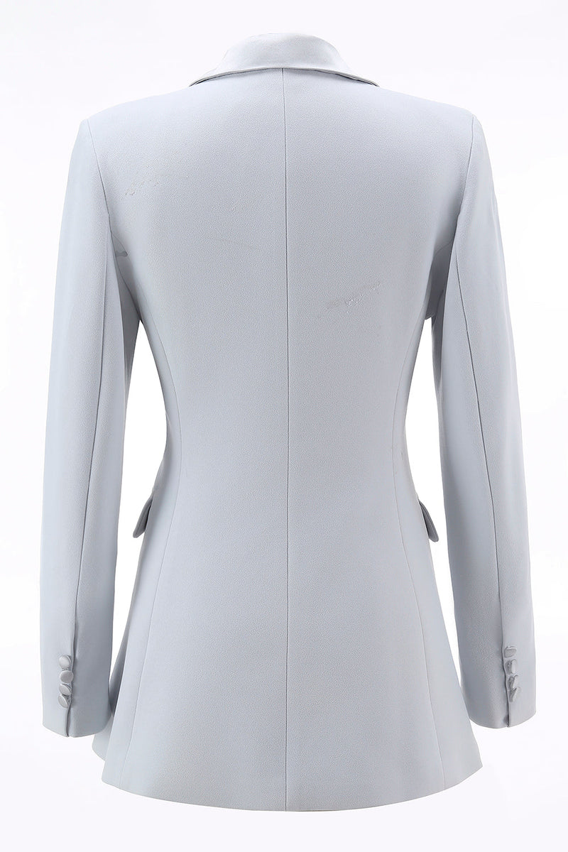 Load image into Gallery viewer, 2 Piece Silver Double Breasted Notched Lapel Women Prom Suits