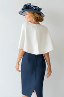 Load image into Gallery viewer, 2 Piece Floral Navy Bodycon Short Mother of the Bride Dress