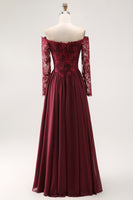 Load image into Gallery viewer, Cabernet Chiffon A Line Long Sleeves Mother of the Bride Dress