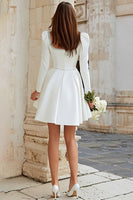 Load image into Gallery viewer, Sparkly Ivory A Line Satin Short Bridal Shower Dress with Beading