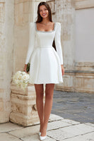 Load image into Gallery viewer, Sparkly Ivory A Line Satin Short Bridal Shower Dress with Beading