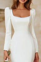 Load image into Gallery viewer, Ivory Mermaid Square Neck Long Sleeves Engagement Dress