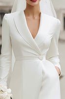 Load image into Gallery viewer, Ivory Bodycon Shawl Lapel Short Bridal Shower Dress with Sleeves