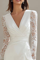 Load image into Gallery viewer, Ivory V-Neck Bodycon Lace Sleeves Short Bridal Shower Dress with Sash