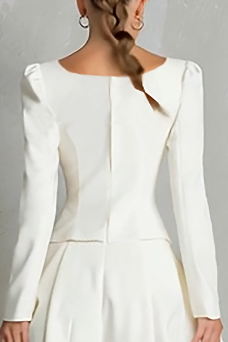 Load image into Gallery viewer, 2 Piece Ivory A Line Square Neck Long Sleeves Midi Business Suits