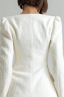 Load image into Gallery viewer, 2 Piece Ivory Tweed Square Neck Single Breasted Short Homecoming Outfits