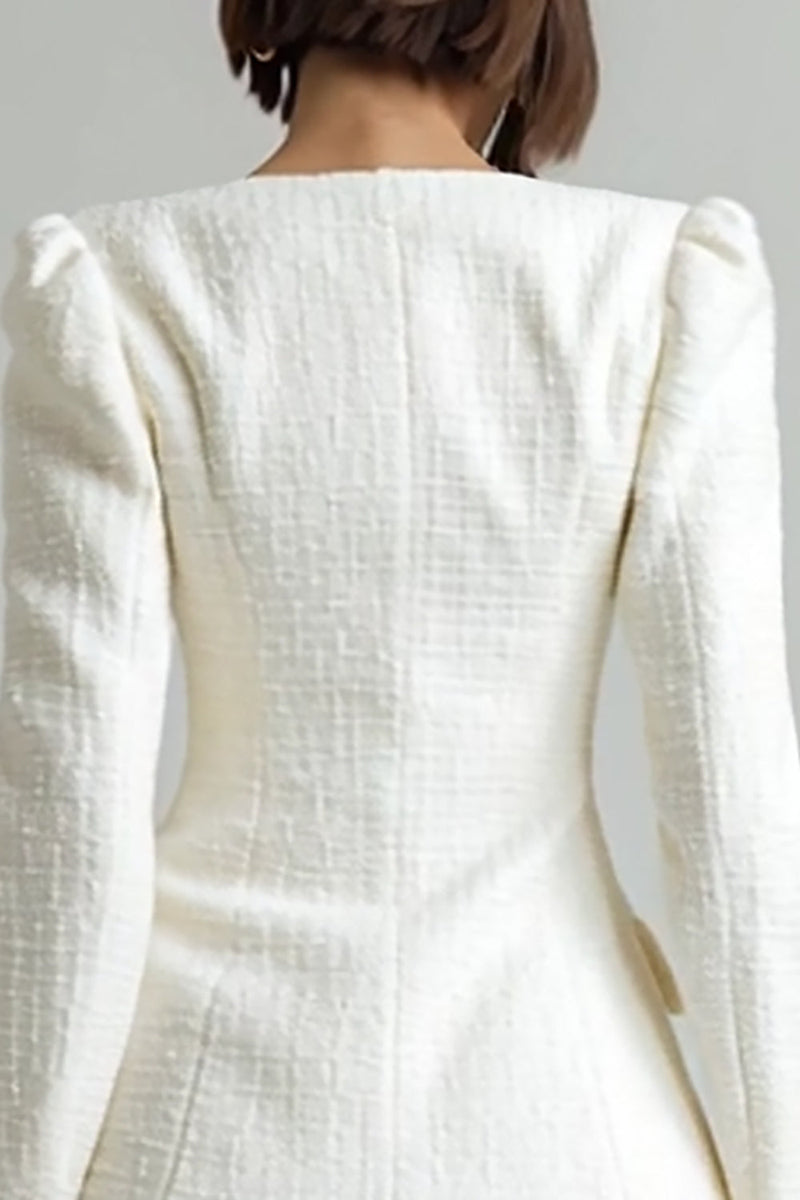 Load image into Gallery viewer, 2 Piece Ivory Tweed Square Neck Single Breasted Short Homecoming Outfits