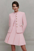Load image into Gallery viewer, 2 Piece Pink A Line Tweed Single Breasted Short Homecoming Outfits